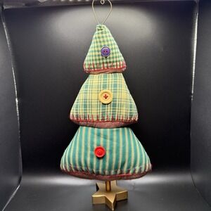 14" Christmas Tree Plush Figurine Primitive Farmhouse Plaid